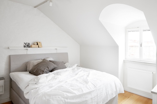Tegnergatan bedroom grey white window attic Fantastic Frank