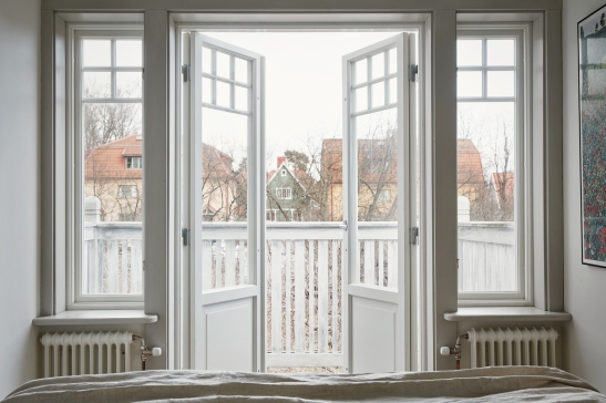 Björkvägen Joakim Johansson bedroom balcony view doors white fantastic frank